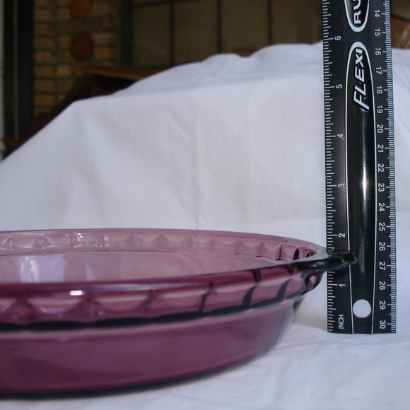 PYREX # 229 Glass Pie Dish 9.5" Cranberry Color Plate Bowl Serving Table Baking - Picture 5 of 10